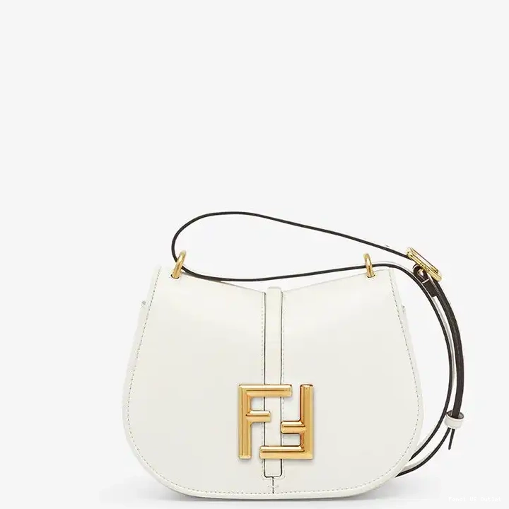 Vintage HOT Fendi C'mon Bag Mini Calf In White Leather 0629